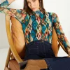 Clearance Oasis Abstract Mesh Funnel Neck Long Sleeve Top Multi