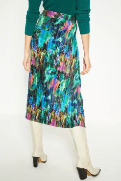Discount Oasis Abstract Printed Plisse Midi Skirt Multi