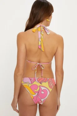 Outlet Oasis Abstract Ring Detail Metallic Textured Bikini Bottom Pink