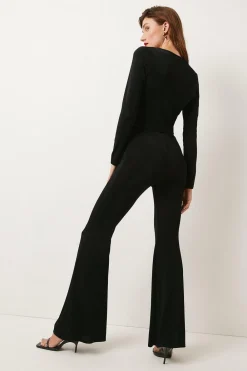 Discount Oasis Acetate Slinky Jersey Flare Trouser Camel