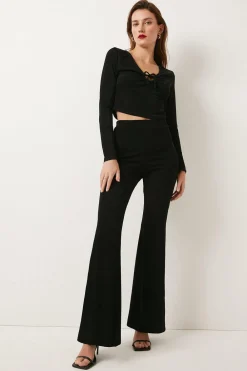 Discount Oasis Acetate Slinky Jersey Flare Trouser Camel