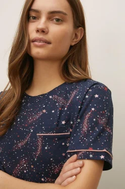 Discount Oasis All Over Star Print Pyjama Set Navy