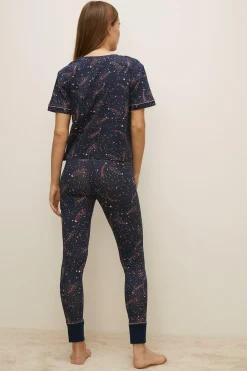 Discount Oasis All Over Star Print Pyjama Set Navy