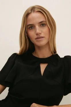 Sale Oasis Angel Sleeve Tailored Dress Black
