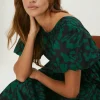 Clearance Oasis Animal Cord Printed Midi Smock Dress Green