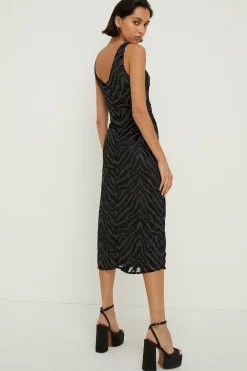 Sale Oasis Animal Devore Strappy Midi Dress Mono