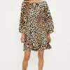 Discount Oasis Animal Print Crinkle Bardot Dress Black