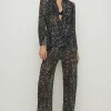Clearance Oasis Animal Print Shimmer Pleated Shirt Co-Ord Metallic Silver