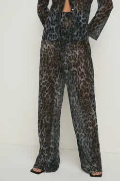 Outlet Oasis Animal Print Shimmer Pleated Trouser Co-Ord Metallic Silver