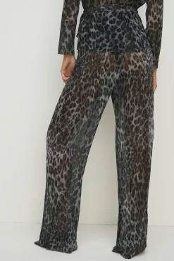 Outlet Oasis Animal Print Shimmer Pleated Trouser Co-Ord Metallic Silver