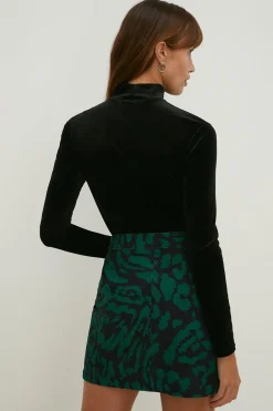 New Oasis Animal Printed Cord Wrap Mini Skirt Green