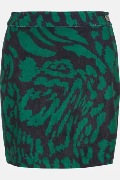 New Oasis Animal Printed Cord Wrap Mini Skirt Green