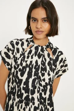 Online Oasis Animal Scuba Crepe Twist Neck Dress Mono