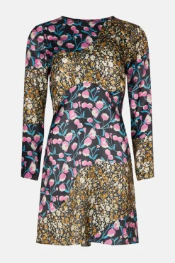 Outlet Oasis Asymmetric Floral Print Satin Skater Multi
