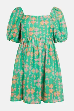 Online Oasis Aztec Printed Square Neck Mini Dress Green