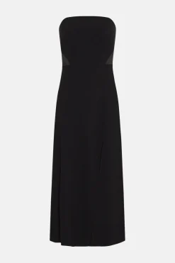Hot Oasis Bandeau Split Detail Crepe Midi Dress Black