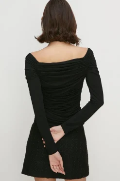Best Oasis Bardot Ruched Mesh Bodycon Top Pink