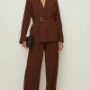 Outlet Oasis Belted Crepe Blazer Brown