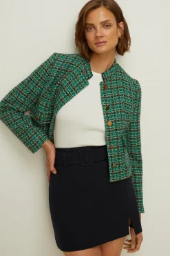 Hot Oasis Belted Split Detail Mini Skirt Navy