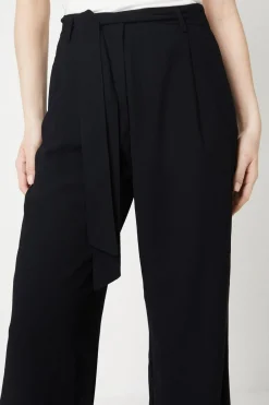 Fashion Oasis Belted Wide Leg Trouser Black