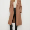 Best Oasis Belted Wrap Turn Up Cuff Coat Wine