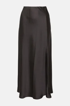 Outlet Oasis Bias Cut Satin Midi Skirt Green