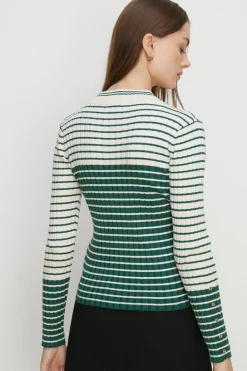 New Oasis Block Stripe Bretton Jumper Navy