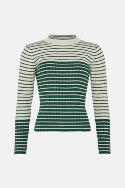 New Oasis Block Stripe Bretton Jumper Navy