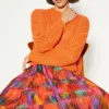 Online Oasis Blur Printed Plisse Midi Skirt Multi
