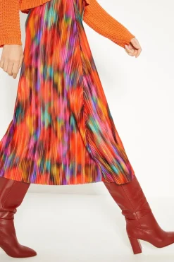 Online Oasis Blur Printed Plisse Midi Skirt Multi