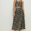 Clearance Oasis Bonded Lace Full Skirted Midi Skirt Black
