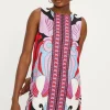 Discount Oasis Border Print Crepe Mini Dress Multi