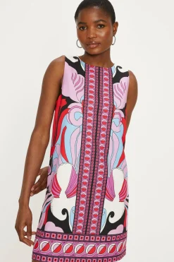 Discount Oasis Border Print Crepe Mini Dress Multi