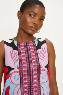 Discount Oasis Border Print Crepe Mini Dress Multi