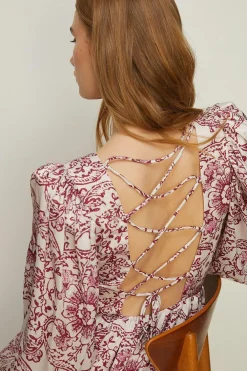Discount Oasis Border Printed Tie Back Midi Dress Multi