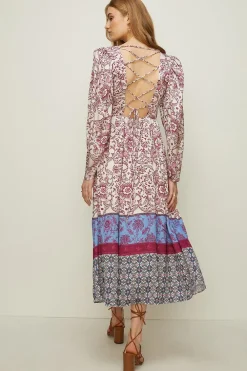 Discount Oasis Border Printed Tie Back Midi Dress Multi
