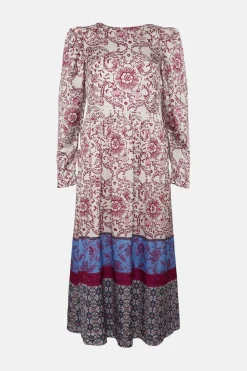Discount Oasis Border Printed Tie Back Midi Dress Multi