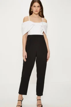 Fashion Oasis Bow Detail Bardot Jumpsuit Mono