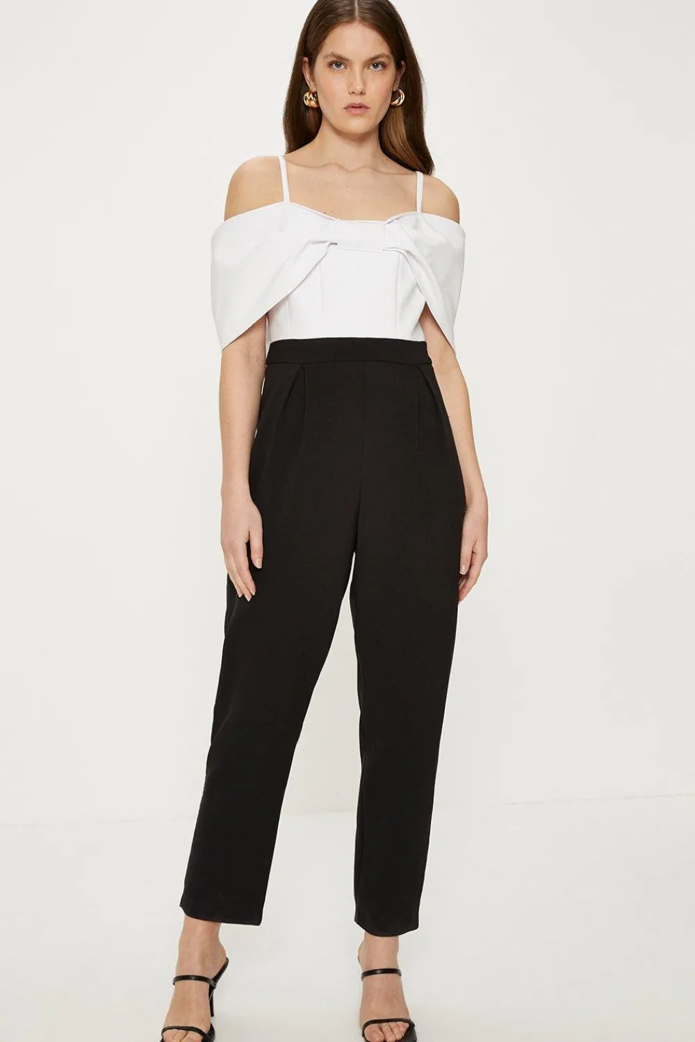 Fashion Oasis Bow Detail Bardot Jumpsuit Mono