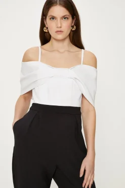 Fashion Oasis Bow Detail Bardot Jumpsuit Mono