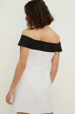 Fashion Oasis Bow Detail Bardot Mini Dress Mono