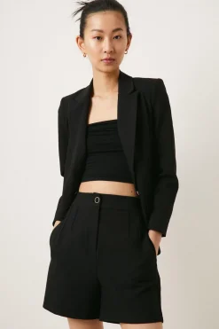 Fashion Oasis Boyfriend Tailored Stretch Blazer Black