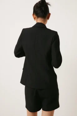 Fashion Oasis Boyfriend Tailored Stretch Blazer Black