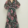 Outlet Oasis Bright Beaded Frill Midaxi Dress Floral