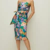 Online Oasis Bright Floral Bandeau Bow Midi Dress Green