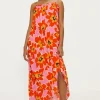 Discount Oasis Bright Floral Frill Crinkle Midi Dress Multi