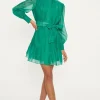 Sale Oasis Bright Organza Belted Mini Shirt Dress Bright Green