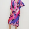 Sale Oasis Brushstroke Printed Bias Midi Skirt Multi