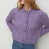 Hot Oasis Button Detail Cable Detail Crop Cardigan Pale Orange