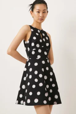 Discount Oasis Button Detail Scuba Skater Dress Black